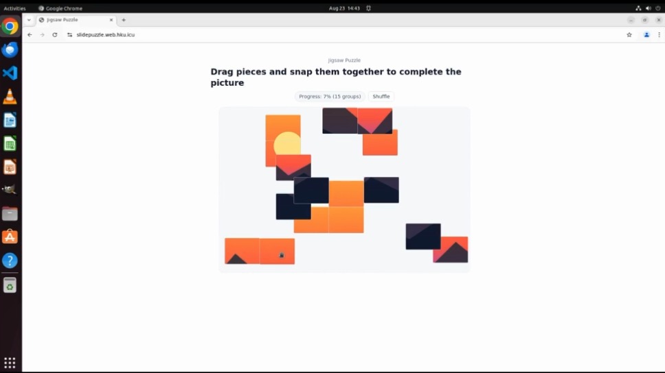 Dragging puzzle pieces into a complete image